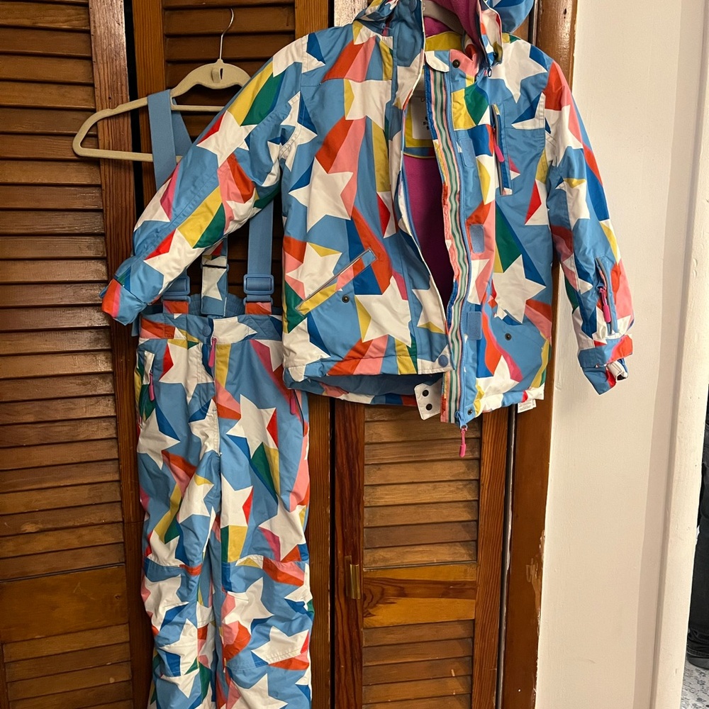 OOS! Boden Surfboard Blue Rainbow Star Snow Suit